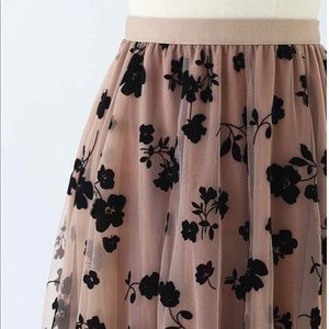 COPY - Dusty rose, double layered Mesh MIDI skirt